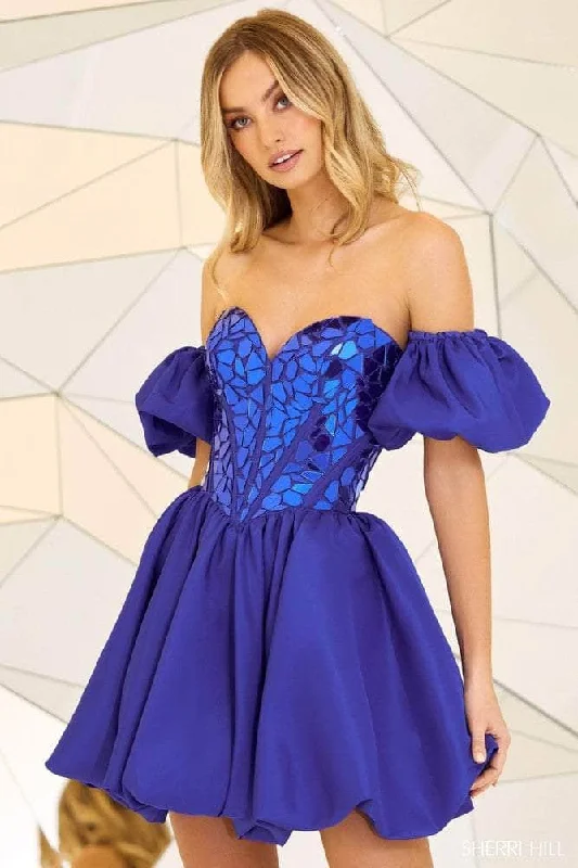 Sherri Hill 55220 - Off-Shoulder Corset Cocktail Dress