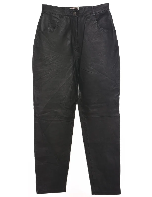 Black Leather Trousers - W29 L28