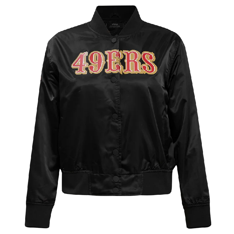 NFL SAN FRANCISCO 49ERS CLASSIC WOMEN'S SATIN JACKET (BLACK)