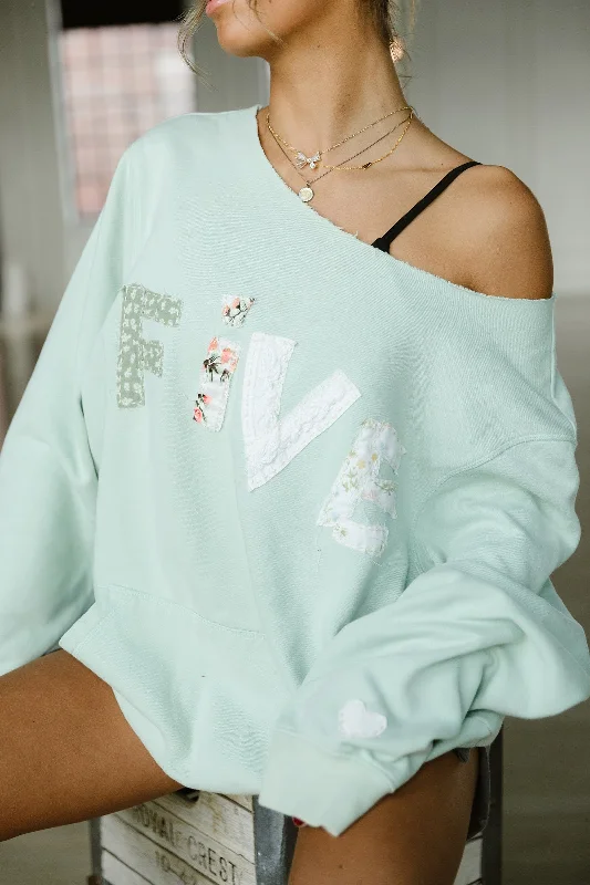 Custom Floral Five Off The Shoulder Sweatshirt