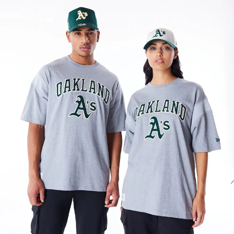 Oakland Athletics MLB Rib Infill Grey Oversized T-Shirt