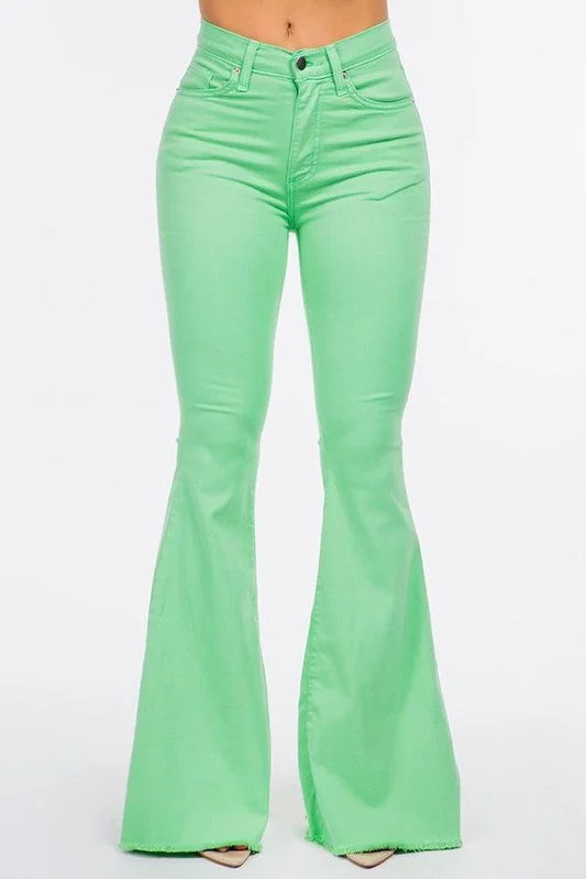 Bell Bottom Jean in Lime