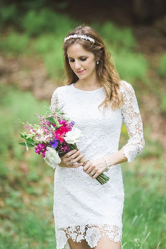 Short Lace Country Wedding Dresses for Women Wear Boots