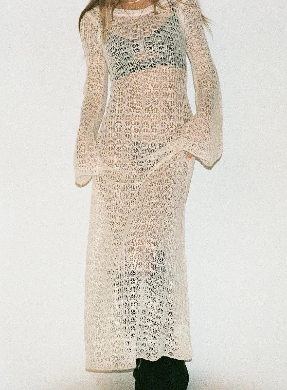 Margarida Crochet Maxi Dress Beige