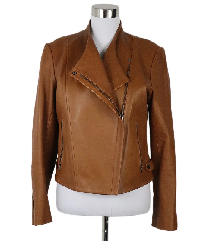 Theory Brown Leather Jacket sz 6