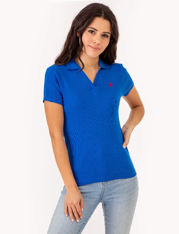 SPLIT NECK RIBBED POLO SHIRT