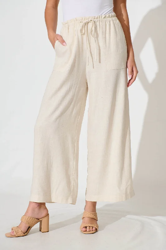 Morgan Pant In Oatmeal Linen Blend