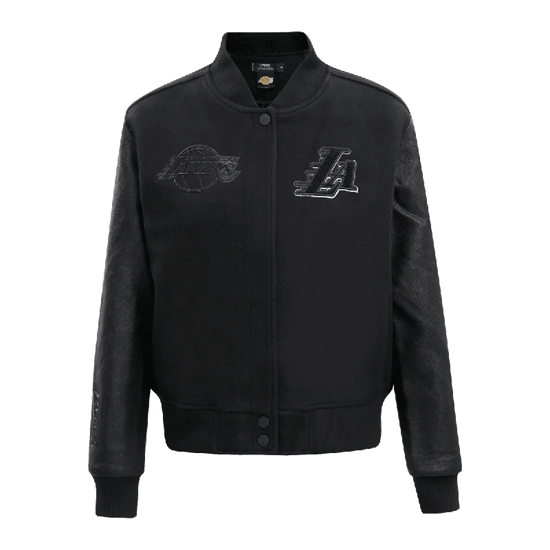 NBA LOS ANGELES LAKERS TRIPLE BLACK WOOL WOMEN'S VARSITY JACKET (TRIPLE BLACK)