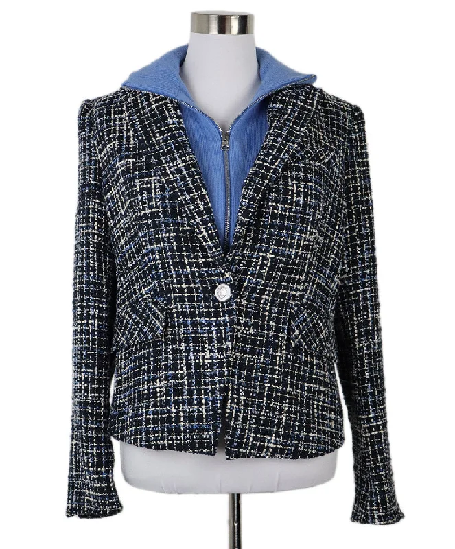 Veronica Beard Black & Blue Tweed Blazer sz 10