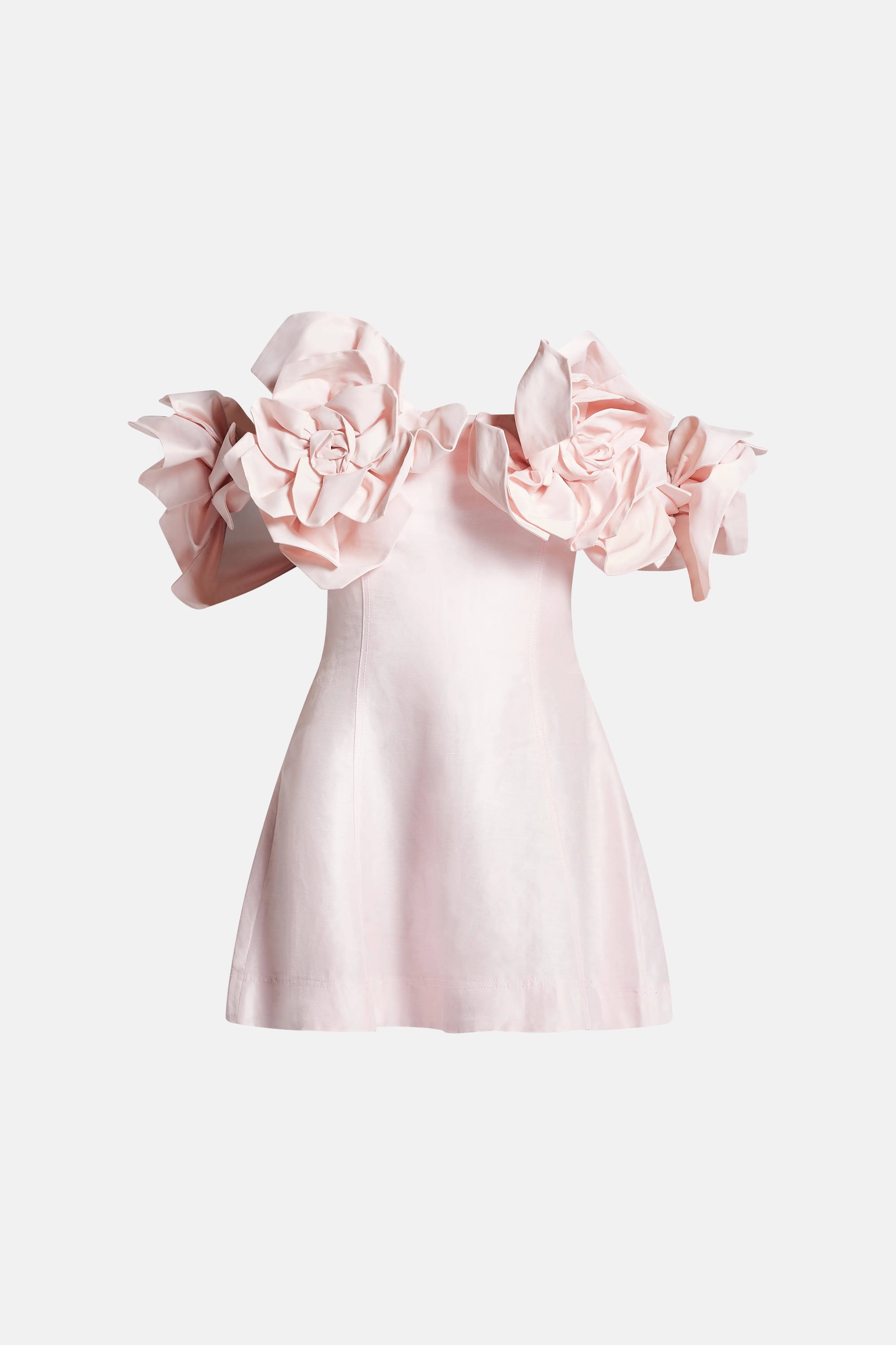 Etta Floral Off Shoulder Linen Mini Dress in Pink